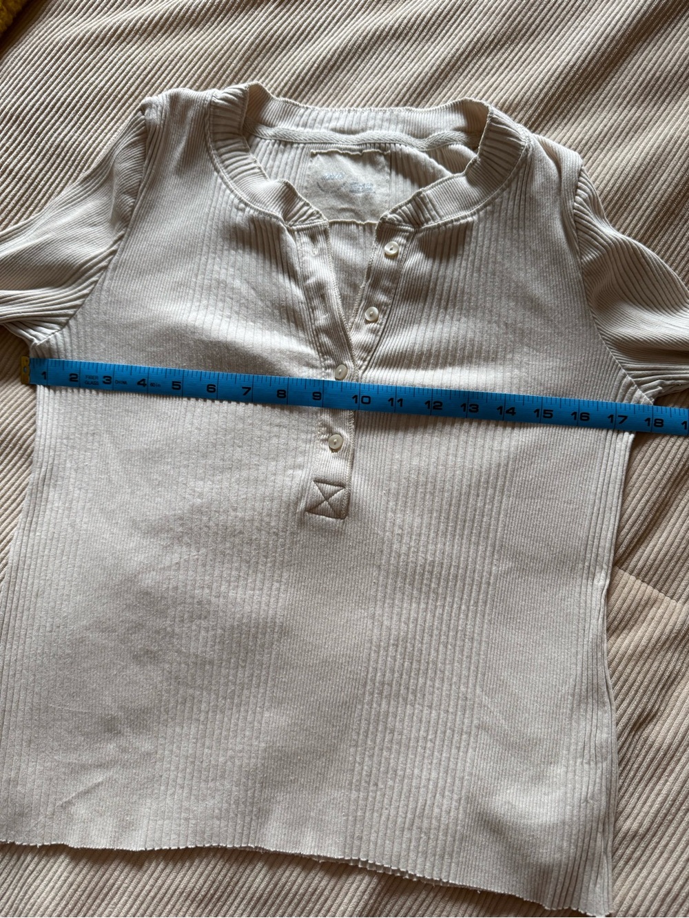 Aerie Road Trip Ribbed Knit Henley Long Sleeve Top Cappuccino Tan Large - Picture 10 of 11